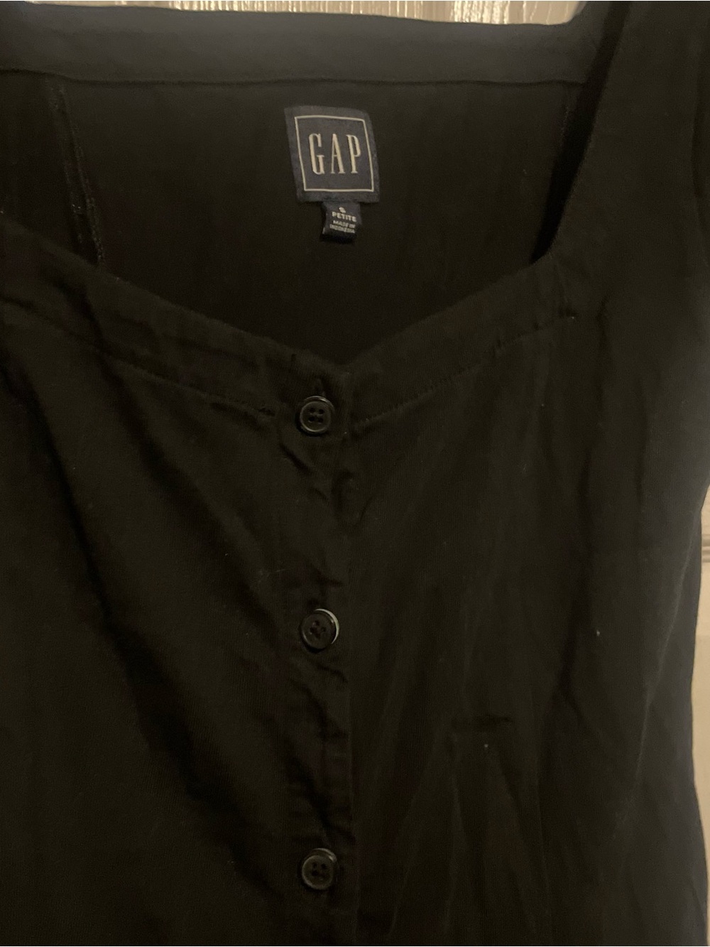 GAP Black Button-Front Short Sleeve Womens Dress size small petite - Picture 2 of 4